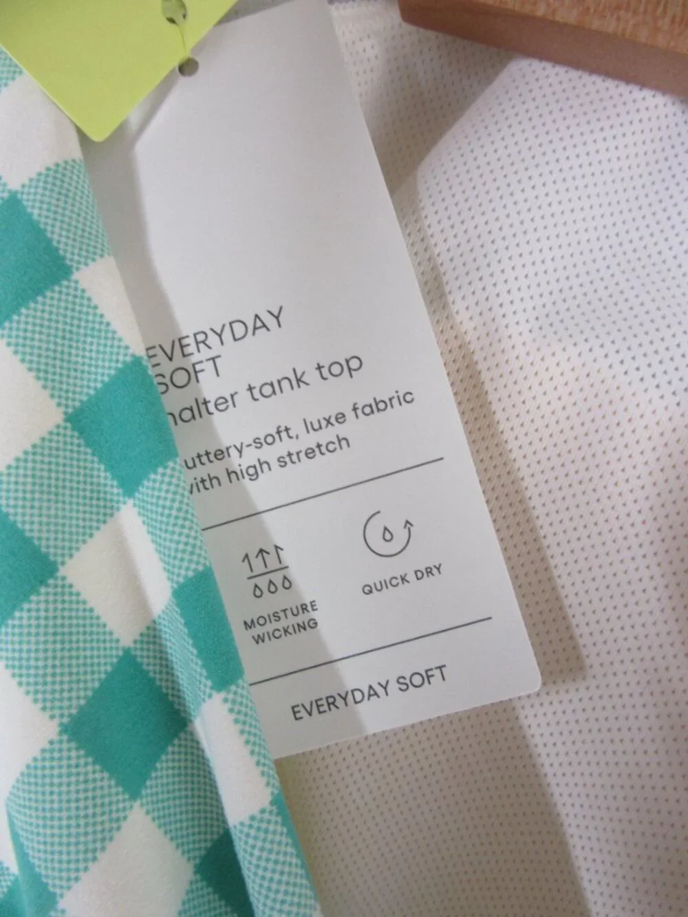 All in Motion 2 Piece Active Set Skort Halter Green White Gingham Size XL NWT